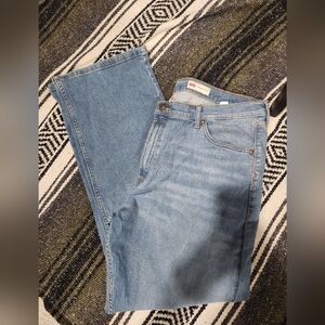 Wrangler Light Blue Denim Pants Relaxed Boot 38 X 32